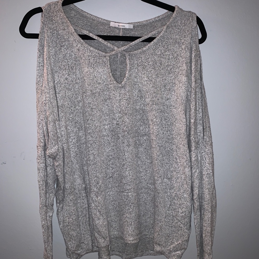 Grey open arm sweater